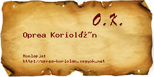 Oprea Koriolán névjegykártya